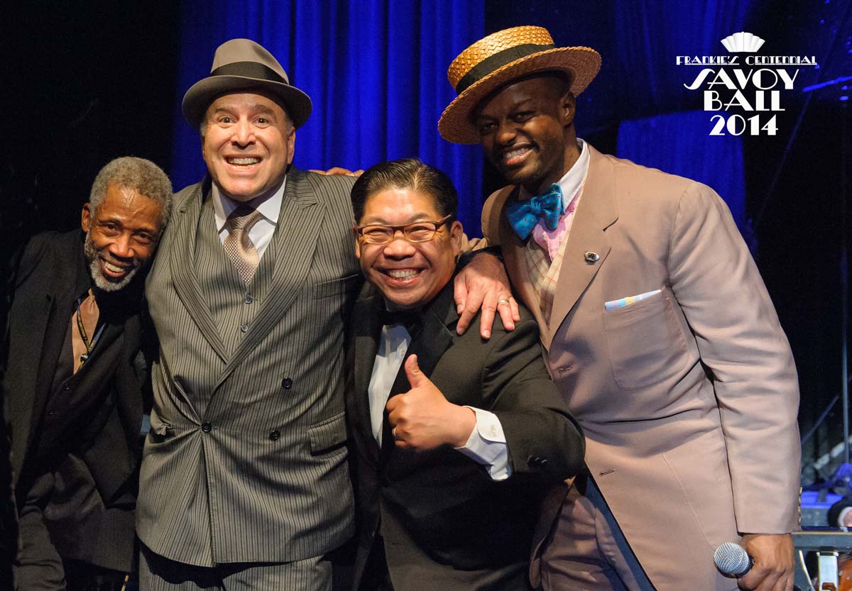 Chester Whitmore, Alan Sugarman, George Gee and Dandy Wellington  at Frankie's Centennial Savoy Ball 2014 - Photo by Jane Kratchovil